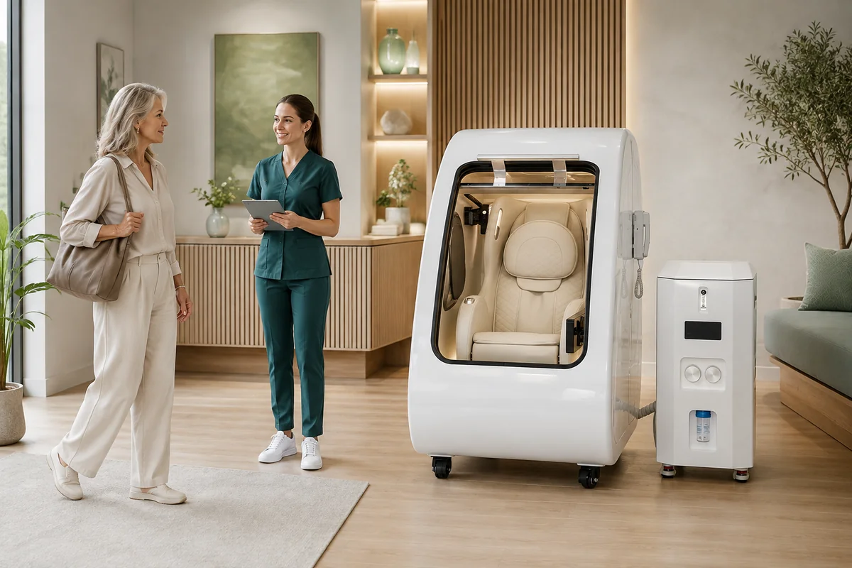 MindOXY single-seat hyperbaric chamber for recurring anti-aging membership sessions